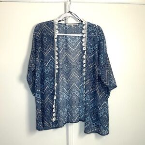 Crochet Trim Sheer Kimono - S